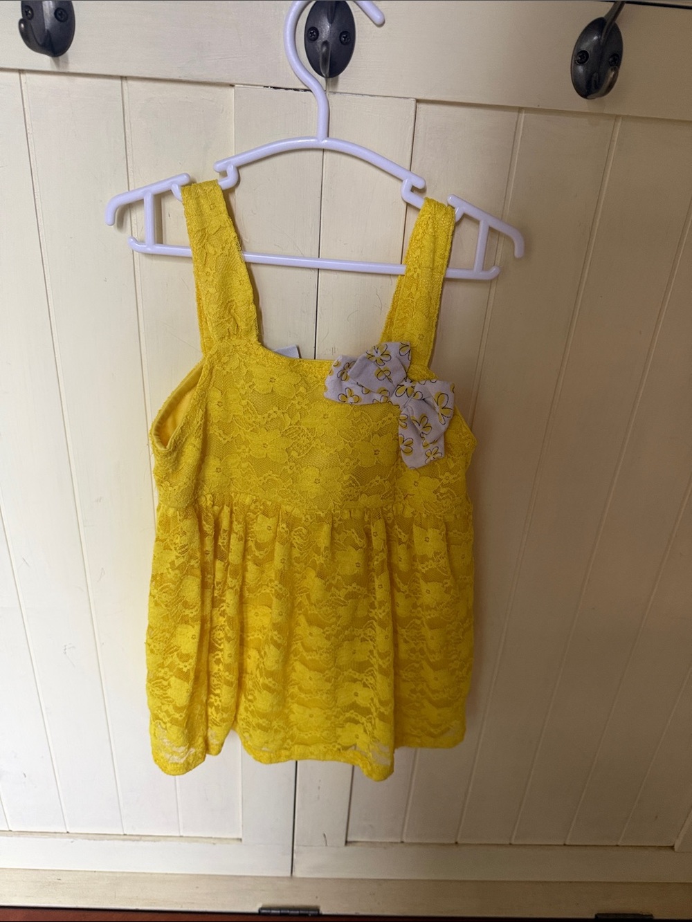 3/$6 healthtex Yellow Lace Tank Top with Floral Bow Accent